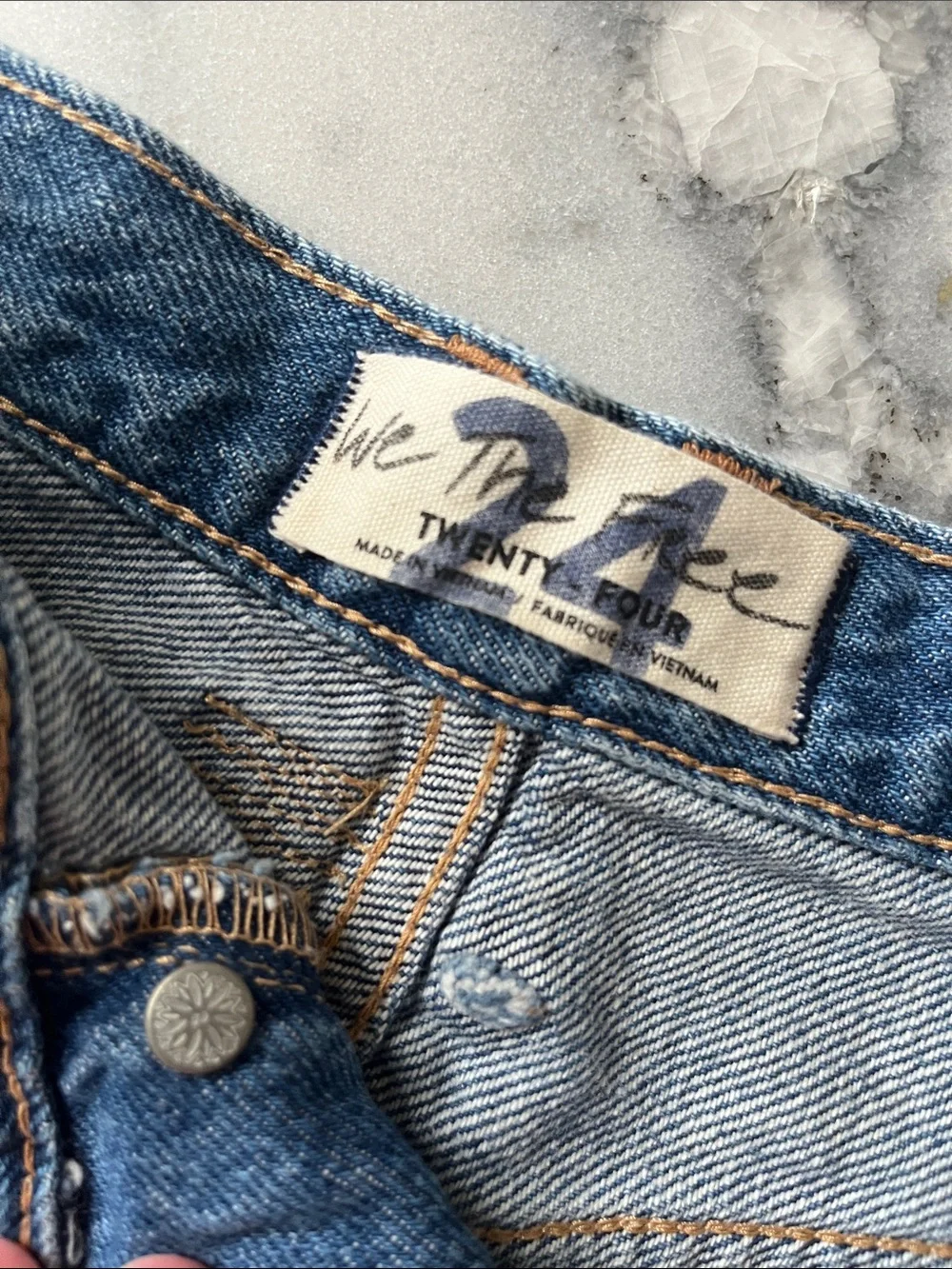 Free People distressed denim shorts